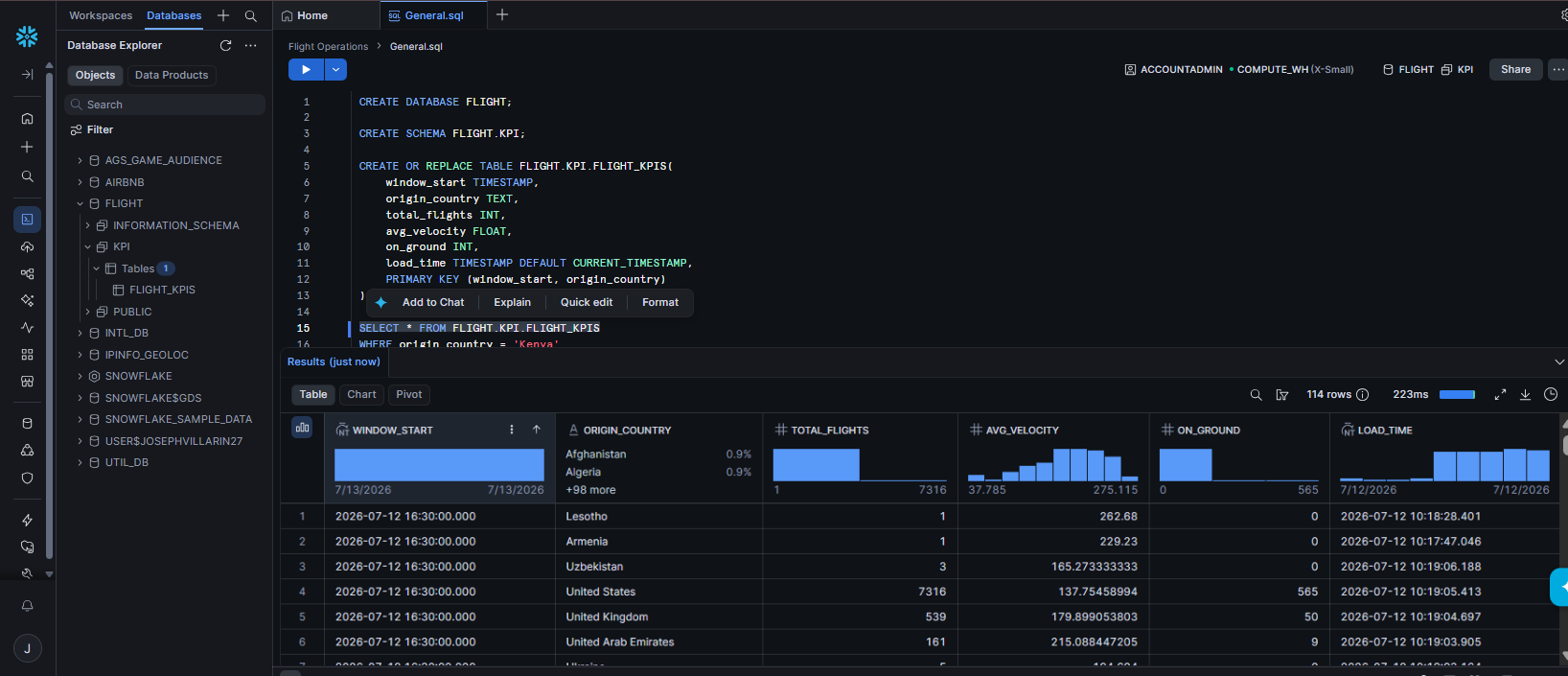 API flight Airflow Snowflake data engineering screenshot 2