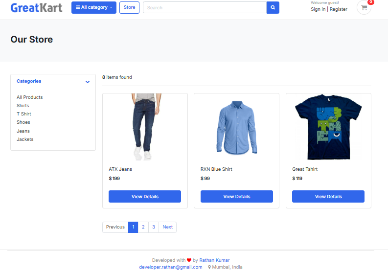 Django store project screenshot 2