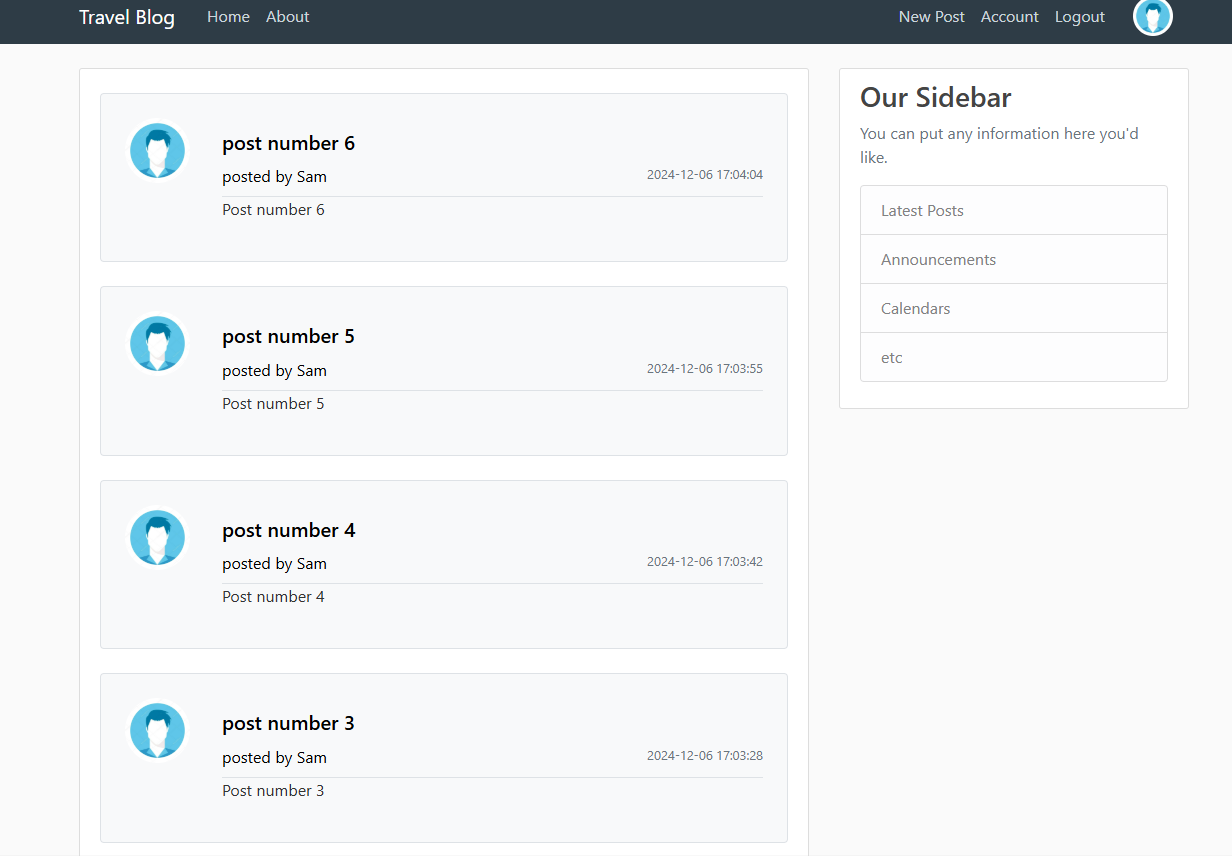 Flask blog project screenshot