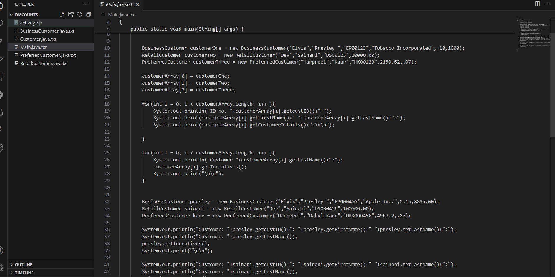 Java OOP project screenshot 1