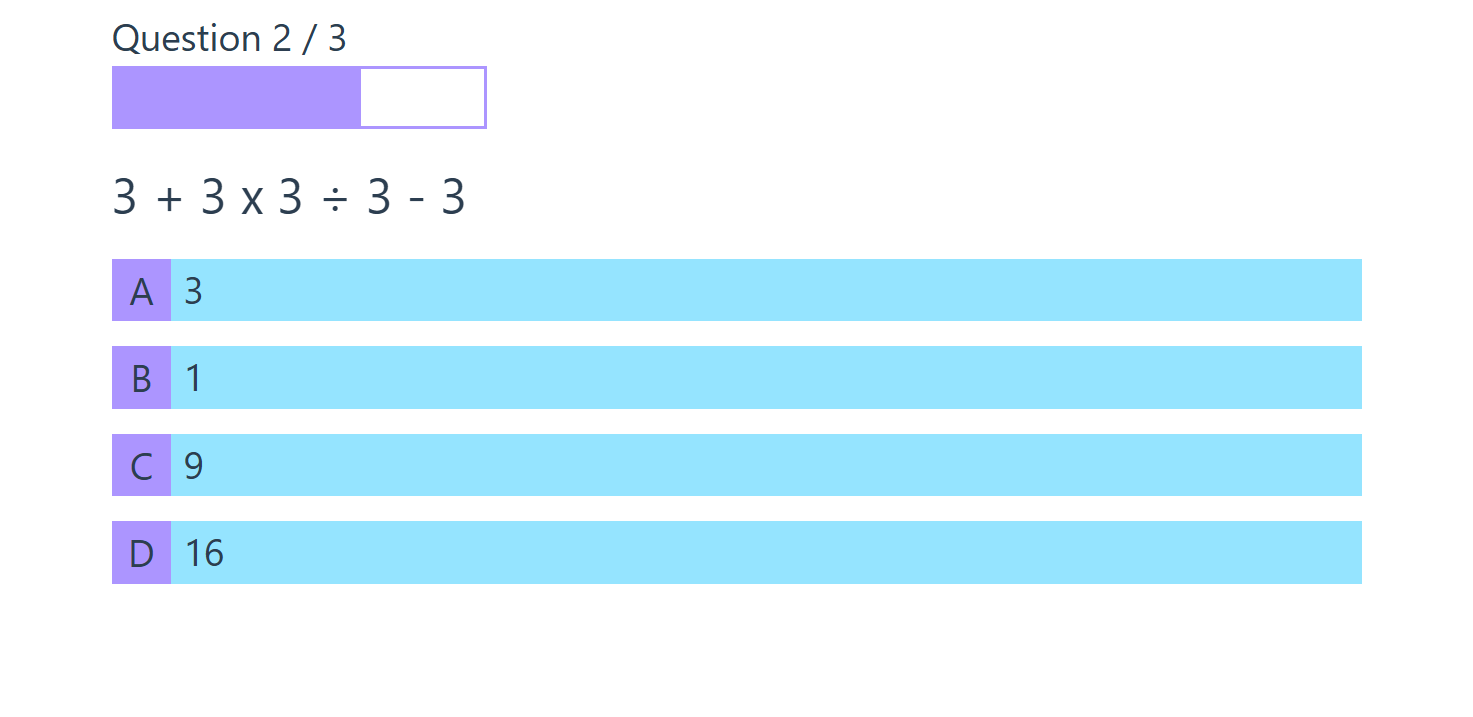 Vue quiz project screenshot 2
